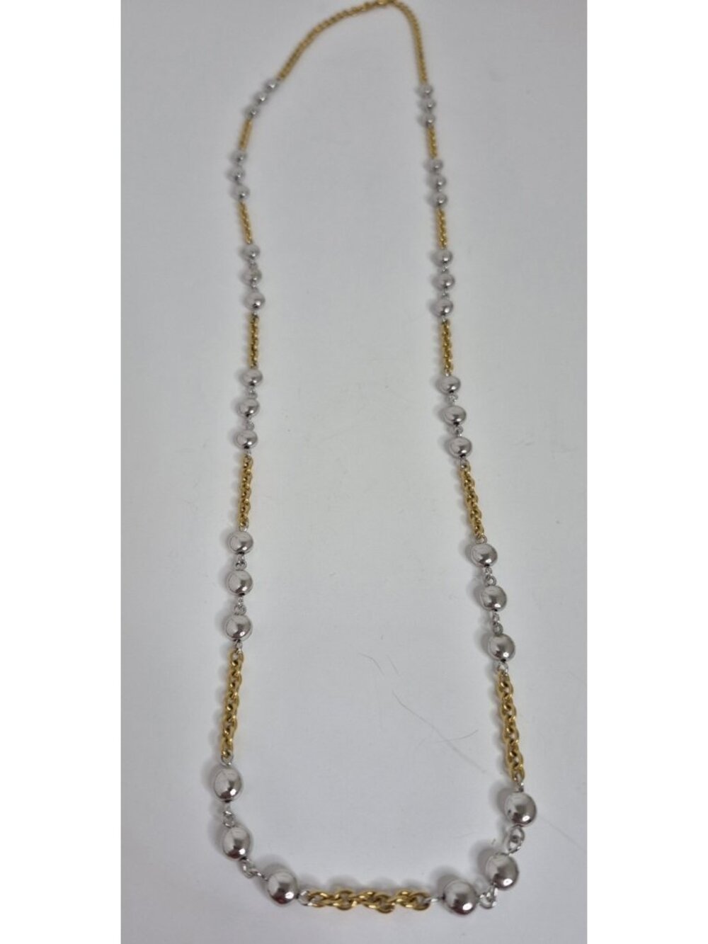 MONET Two-tone Silver Gold Flat Bead Chain Necklace 35"